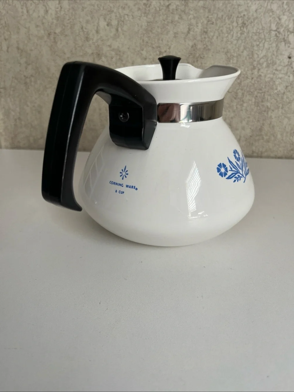RARE Backstamp 1958 Vintage Corning Ware Blue Cornflower 6 Cup Teapot with lid